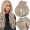 Full Shine Butterfly Weft Hair Extensions Human Hair 16 Inch 50G Ash Blonde Highlight Bleach Blonde Extensions Hand Tied Pu Hole Weft Extensions with Seamless Micro Beads view 1