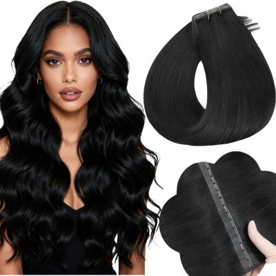 Full Shine Butterfly Weft Hair Extensions 22 Inch 50 G Thin Double Layered Weft Hair Extensions Color Jet Black Invisible Pu Hole Weft Extensions Micro Ring Hair Seamless Blend