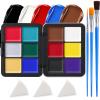 16 Colors Face & Body Paint - Blendable Facepaint Foundation with Sponge & Brush for Skin, Professional Halloween Face Make-up Kit for Zombie Clown Joker Vampire Skeleton Camo USA Flag Bruise Costume view 1