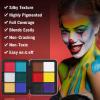 16 Colors Face & Body Paint - Blendable Facepaint Foundation with Sponge & Brush for Skin, Professional Halloween Face Make-up Kit for Zombie Clown Joker Vampire Skeleton Camo USA Flag Bruise Costume view 3