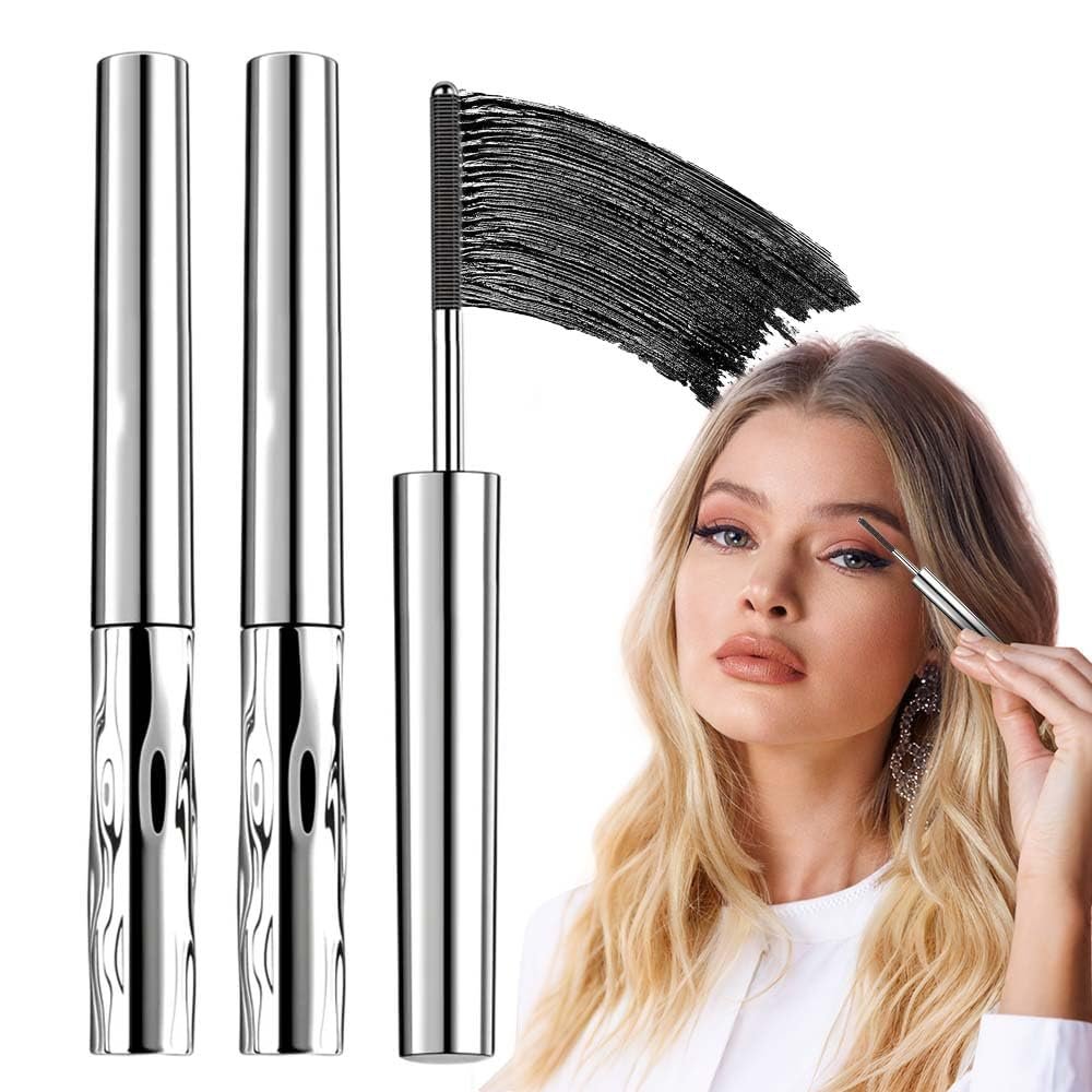 2 PCS Iron Wand Mascara, 2025 New Black Washable Metal Mascara Wand, 3D Curling Eyelash Iron Mascaras, Waterproof Long Lasting Smudge-Proof Tubing Mascaras Volumizing & Lengthening (Black*2)