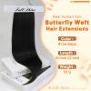 Full Shine Butterfly Weft Hair Extensions Human Hair 50G 20 Inch Jet Black Invisible Double Pu Hole Weft Extensions Thin Genius Weft Remy Hair Long Straight Hair Add Length view 2