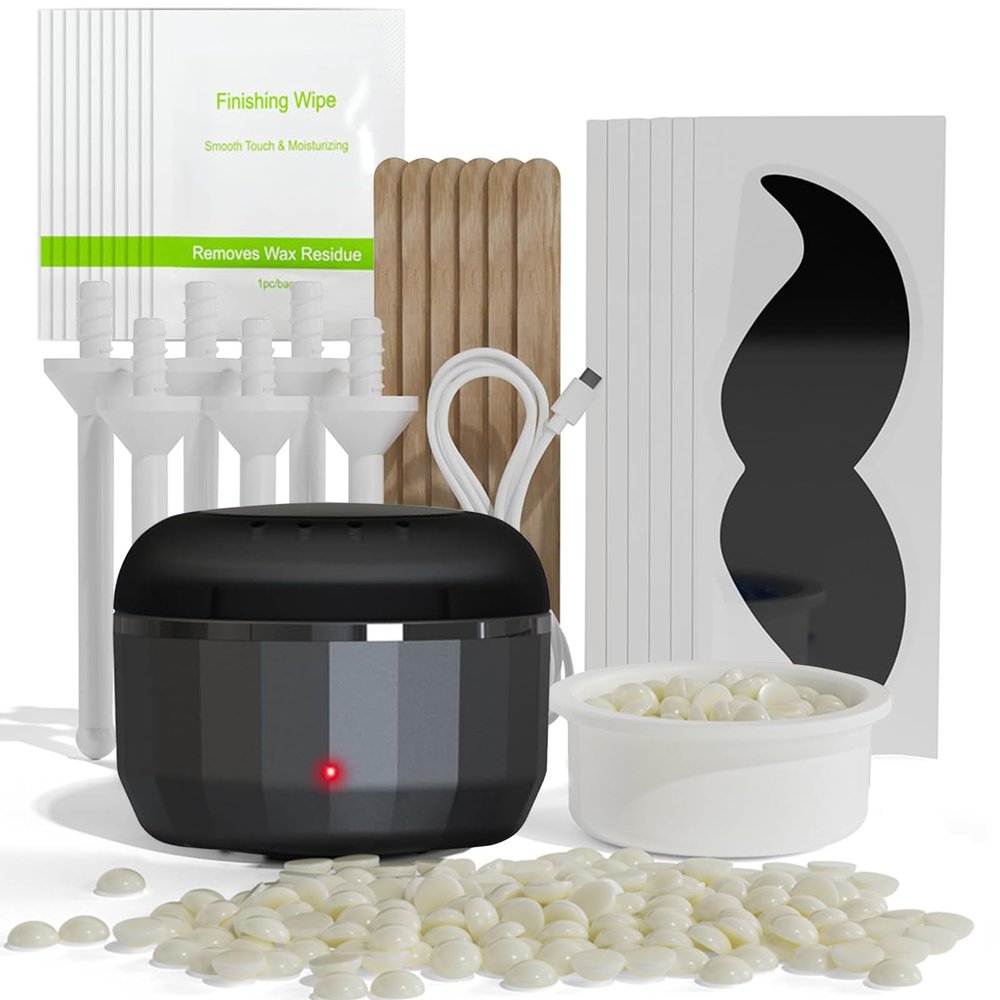 FONESO Nose Wax Kit, Mini Wax Warmer for Eyebrow Ear Hair Removal with Silicone Bowl (Small)