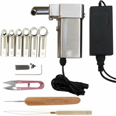 HOTAPEPU Instant Loc Machine, Portable Electric Dreadlocks Maker, with 6/8/10/12/14/16mm Heads & Tools, for DIY Dread Extensions and Maintenance~/