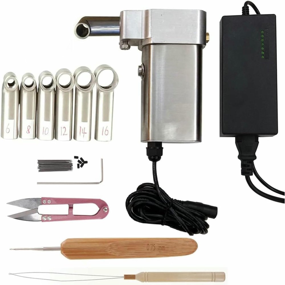 HOTAPEPU Instant Loc Machine, Portable Electric Dreadlocks Maker, with 6/8/10/12/14/16mm Heads & Tools, for DIY Dread Extensions and Maintenance~/
