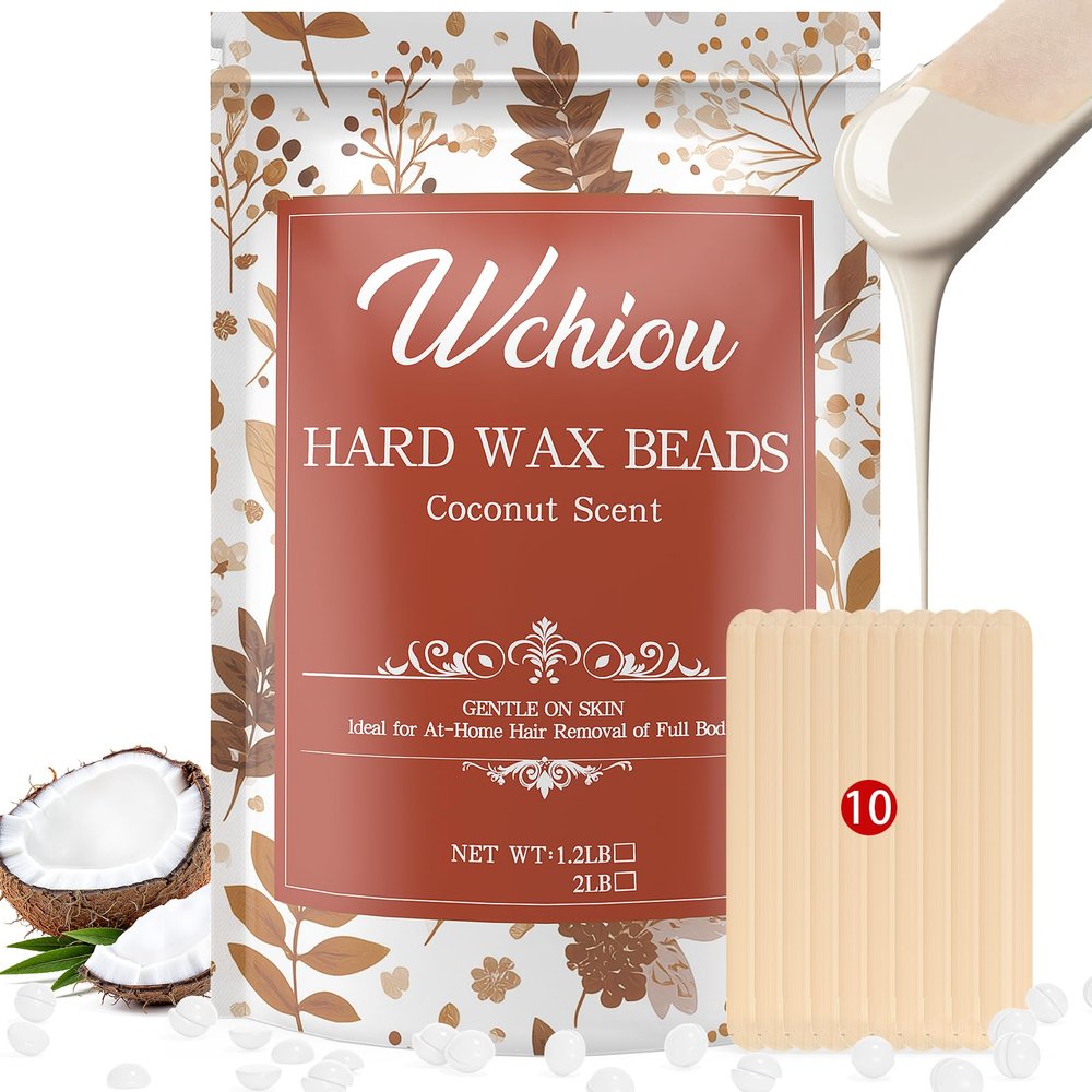 Wax Beads, Hard Wax Beads for Hair Removal, 2lb Waxing Stocking Stuffers for Women, With Coconut formula for Sensitive Skin, For Face Eyebrow Leg Bikini Brazilian Waxing, Coarse Body Hair Specific