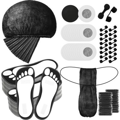 Chicingyou 125 Pcs Spray Tan Tanning Essentials Accessories Kit 25 Set Disposable Caps Underwear Feet Pads Nipple Cover Nose Filter Plugs for Beauty Salons Home Sunless Tanning (Black)
