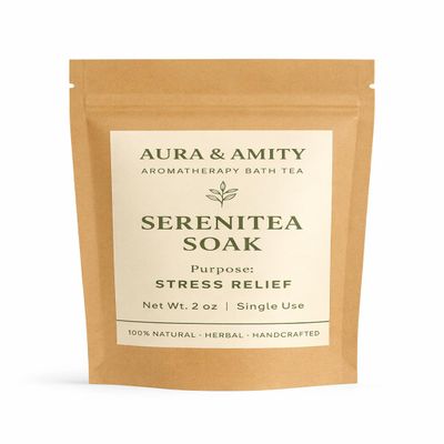 Aura & Amity Botanical Bath Tea - Herbal Soak Bags for Stress Relief - 100% Natural, Handcrafted, Single Use Spa Ritual (Lavender)