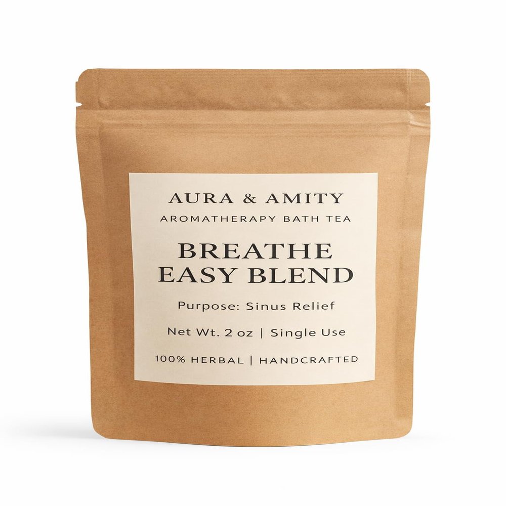 Aura & Amity Botanical Bath Tea - Herbal Soak Bags for Sinus Relief - 100% Natural, Handcrafted, Single Use Spa Ritual (Eucalyptus)