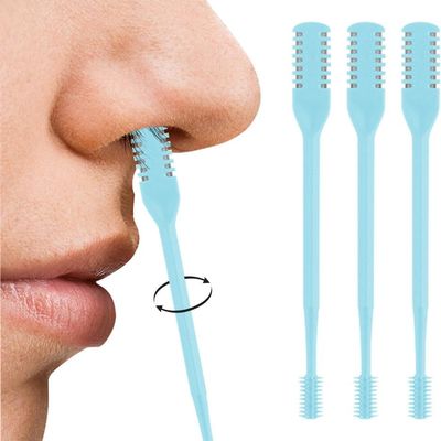 3PCS Nasal Hair Cutter, 2025 Manual 360 Rotating Nostril Hair Removal Tool Double Sided Nose Hair Blade,Nose Hair Trimmer with Ear Picker for Men Women Travel Essentials (Blue)