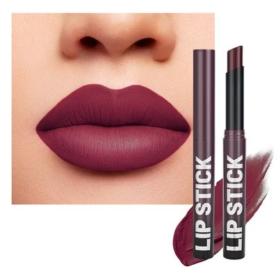 Anwuozu Dark Plum Purple Lipstick for WomenMatte Velvet Satin LipsticksHydrate Lip stick Non-Drying Long Lasting Lip Stain Daily MakeupCreamy Silky TextureHighly pigment FormulaCruelty-FreeA08#