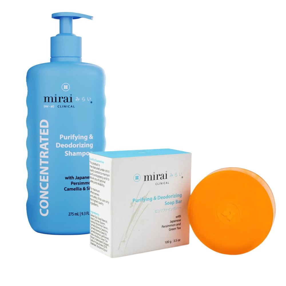 Mirai Clinical Persimmon Soap Bar for Old People Smell - Nonenal Solution - Japanese Persimmon and Green Tea Extract - For Men and Women - Gentle on All Skin Types - Natural Body Odor Soap