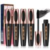 4D Silk Fiber Lash Mascara, Long-Lasting Waterproof Smudge-Proof, Non-Flaking Natural No Clumping Thickens, Lengthens, And Volumizes, Black Mascara Hypoallergenic Formula (4 Packs) view 1