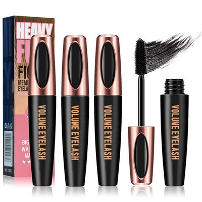 4D Silk Fiber Lash Mascara, Long-Lasting Waterproof Smudge-Proof, Non-Flaking Natural No Clumping Thickens, Lengthens, And Volumizes, Black Mascara Hypoallergenic Formula (3 Packs)