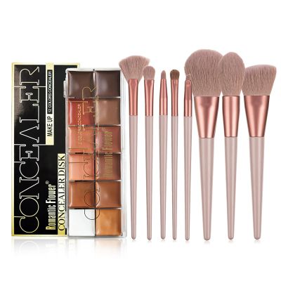 Clouparto 12 Colors Makeup Palette, Highlighting Cream Contour Palette Concealer Full Coverage +8 Pcs Blush Foundation Powder Eye Shadows Makeup Brushs