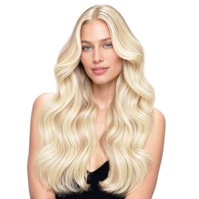 WENNALIFE Seamless Clip In Hair Extensions, 16 Inch 130g 7pcs Balayage Light Wheat Platinum Blonde Hair Extensions Clip in Human Hair Invisible PU Skin Weft Natural Remy Human