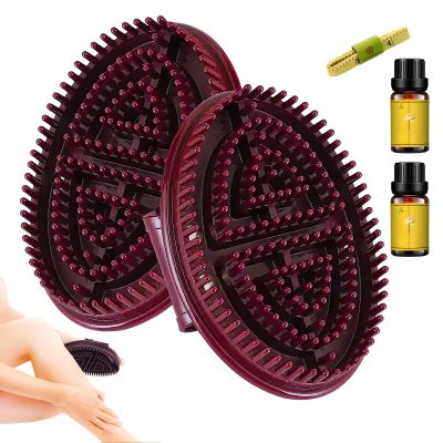 2 Pcs Meridian Massage Brush,Meridian Brush for Belly,(15 * 8cm) Acupressure Meridian,Scalp Massage,Full Body Relaxation Comb,with Meridian Map and Essential Oils (Brown)