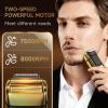 KOMINGDON Electric Foil Shaver for Men,Electric Razor with Pop-up Trimmer,Cordless Beard Trimmer,Waterproof,Wet & Dry Shaving,LED Display,2-Speed Mode (Gold) view 2