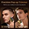 KOMINGDON Electric Foil Shaver for Men,Electric Razor with Pop-up Trimmer,Cordless Beard Trimmer,Waterproof,Wet & Dry Shaving,LED Display,2-Speed Mode (Gold) view 3