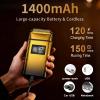 KOMINGDON Electric Foil Shaver for Men,Electric Razor with Pop-up Trimmer,Cordless Beard Trimmer,Waterproof,Wet & Dry Shaving,LED Display,2-Speed Mode (Gold) view 4