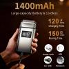 KOMINGDON Electric Foil Shaver for Men,Electric Razor with Pop-up Trimmer,Cordless Beard Trimmer,Waterproof,Wet & Dry Shaving,LED Display,2-Speed Mode (Silver) view 4