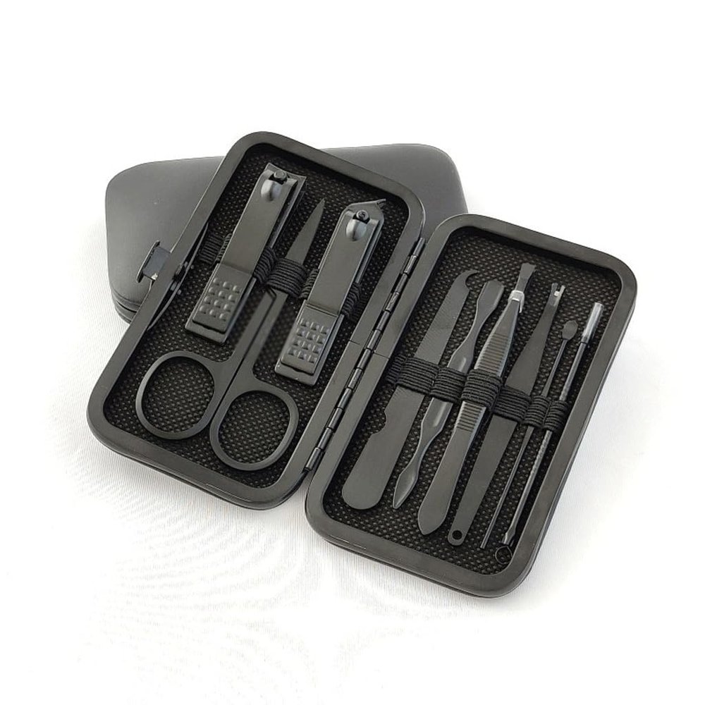 Black Carbon Steel Nail Clipper Set, Nail Clippers, Manicure Toolscomplete Set,
