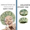 2Pcs Genergy Luxury Shower Cap Adjustable, Large& Reusable & Silky Satin Lined Shower Cap Waterproof for Women, Washable &Double Layers &Reversible Bath Bonnet(green+purple flower) view 3