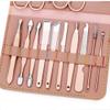 16Pcs/Set Rose Gold Nail Clipper Set Professional Stainless Steel Nail Scissors Clipper Tweezer Tools Family Foot Hand Care Set view 4