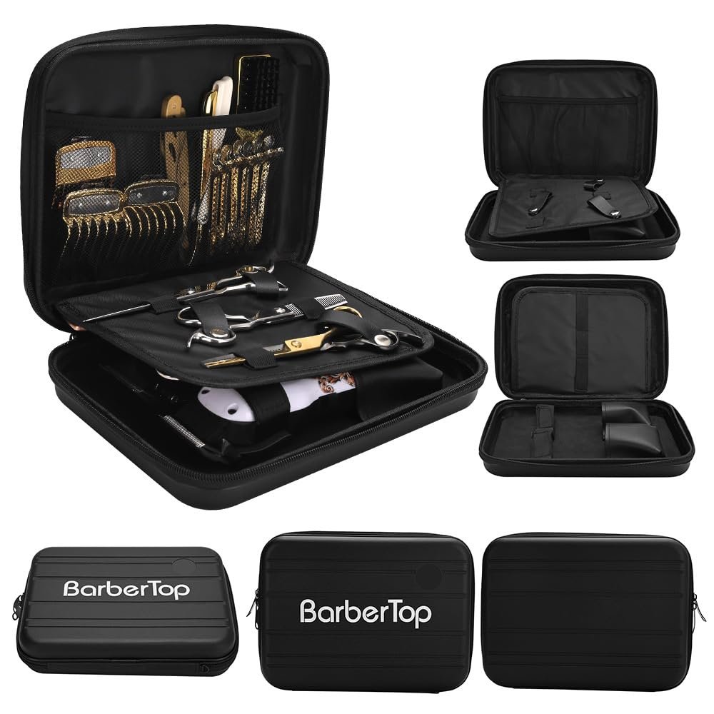 Barber Bag for Clippers Supplies, Sturdy Clipper Storage Case for Barber Accessories, Hair Trimmer Organizer Travel Bag for Men Razor Guard Grooming Kits (Big-Black)