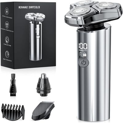 Electric Razor for Men10,000RPM High-Speed Motor, IPX8 Waterproof, USB Fast Charging, Quick Charge & Travel LockMetallic Gray