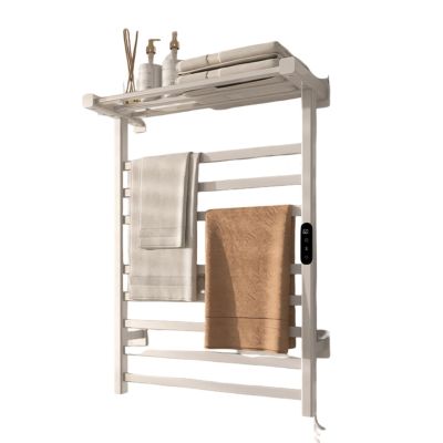 Towel Warmer Rack, Electric Heated Drying Rack with Temperature Control, Wall Mounted, Timer, Top Shelf, Hard-Wired & Plug-in