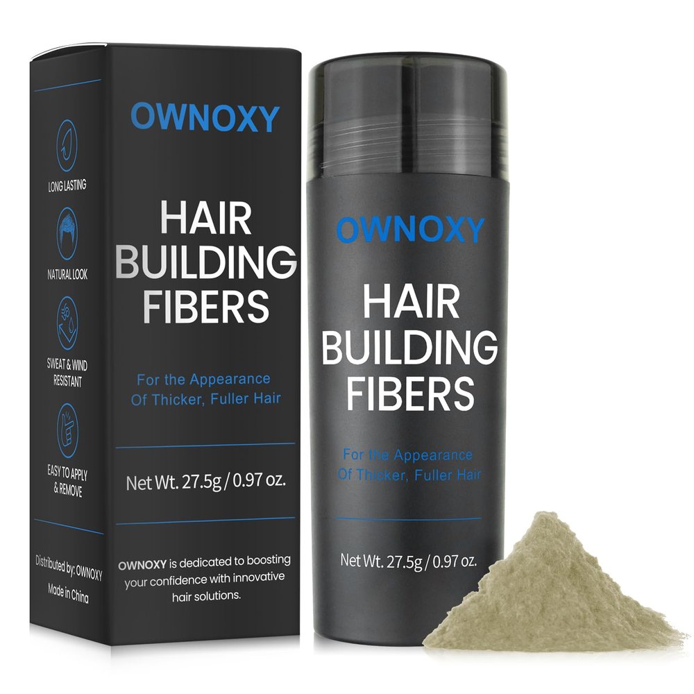 OWNOXY Hair Fibers for Thinning Hair - Hair Building Fibers for the Appearance of Thicker, Fuller Hair, Hair Thickening Fibers for Men and Women - Easy to Apply & Remove, 27.5g/ 0.97oz (Light Blonde)