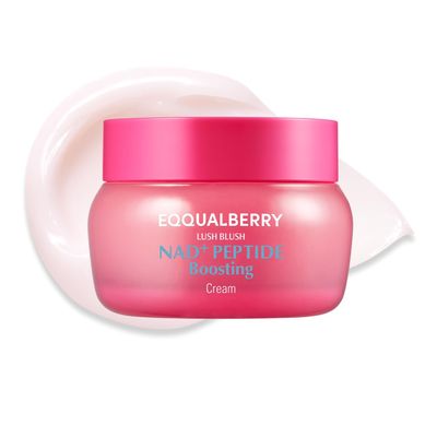 EQQUALBERRY NAD+ Peptide Boosting Cream NAD+ 5% & 13 Peptides Anti-Aging Korean Skincare Face & Body Cream | Firming & Lifting Pink Neck Cream for Sagging Skin (1.69 fl.oz / 50ml)