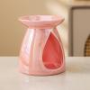 Ceramic Oil Burner Wax Warmer, Pearl Glaze Finish, White, Pink, Gray Colors, Teardrop Design, 4.29x4.8 Inch (Red) view 2