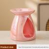 Ceramic Oil Burner Wax Warmer, Pearl Glaze Finish, White, Pink, Gray Colors, Teardrop Design, 4.29x4.8 Inch (Red) view 3