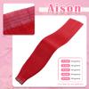 Aison Red Tape in Hair Extensions Real Human Hair 20 Inch 50G 100% Remy Human Hair Extensions Silky Straight for Women 20 Pcs/Package view 2