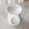 Ceramic Oil Burner Wax Warmer, Pearl Glaze Finish, White, Pink, Gray Colors, Teardrop Design, 4.29x4.8 Inch (White) view 2