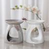 Ceramic Oil Burner Wax Warmer, Pearl Glaze Finish, White, Pink, Gray Colors, Teardrop Design, 4.29x4.8 Inch (White) view 4