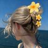 LINMEIZAI 3Pcs Flower Hair Clips, Yellow Gradient Spring Claw Clips for Women & Girls, Vacation & Party Hair Accessories Kit (1 Large + 2 Small) view 3