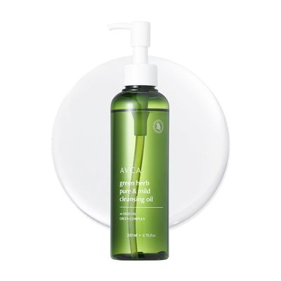 AVCA Green Herb Blackhead Cleansing Oil  Makeup Dissolving & Pore-Clearing Cleanser with Plant Oils, Vitamin E & Squalane, Light-Feel Cleanse, K-Beauty for Normal to Oily Skin, 6.76 fl oz (200 mL)