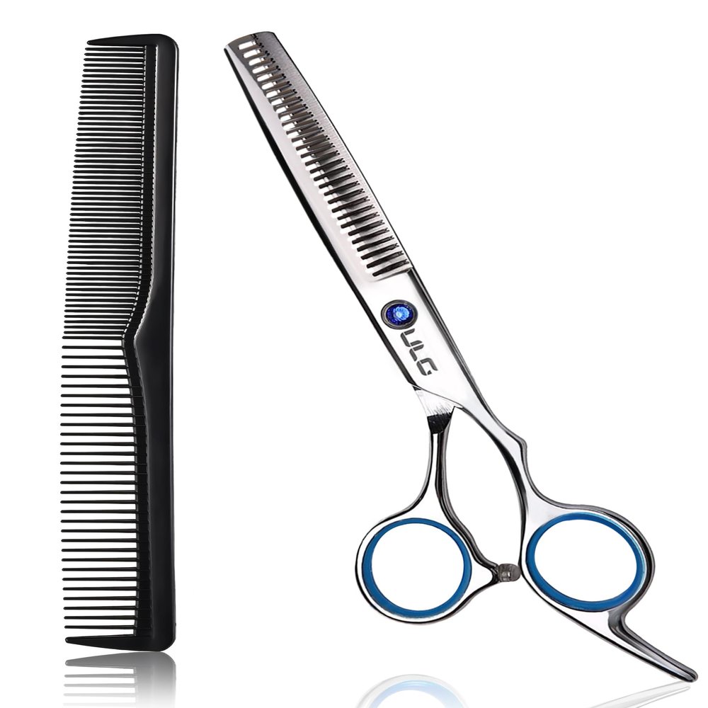 ULG Professional Thinning Shears with Comb - 6.5 Japanese Stainless Steel Texturizing & Hair Cutting Scissors for Salon & Home Use
