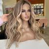 13x6 Highlight Brown Ash Blonde Colored Wigs Brazilian Virgin Human Hair Loose Body Wave HD Transparent Lace Front Wig Pre Cut Pre Bleached Natural Hairline 150% Density 18inch view 2