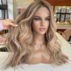 13x6 Highlight Brown Ash Blonde Colored Wigs Brazilian Virgin Human Hair Loose Body Wave HD Transparent Lace Front Wig Pre Cut Pre Bleached Natural Hairline 150% Density 18inch view 3