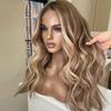 13x6 Highlight Brown Ash Blonde Colored Wigs Brazilian Virgin Human Hair Loose Body Wave HD Transparent Lace Front Wig Pre Cut Pre Bleached Natural Hairline 150% Density 18inch view 4