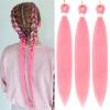 Pre Stretched Braiding Hair 26 inch Pink Braiding Hair for Black Women 3Packs Crochet Boho Braiding Hair Non Toxic (26 Inch 3packs, Pink) view 1
