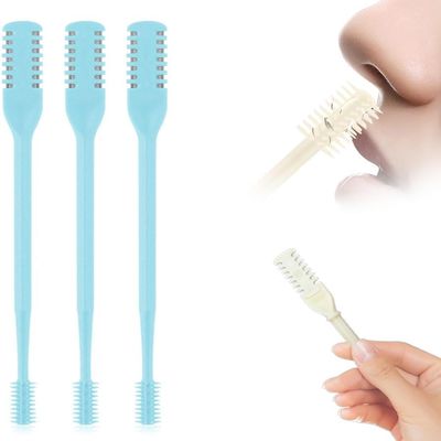 Nasal Hair Cutter, 2025 New Nose Hair Trimmer for Men Women, 360 Rotating Portable Manual Nose Hair Remover, Double Sided Noses Hairs Knife Travel Essentials (Blue, 3Pcs)