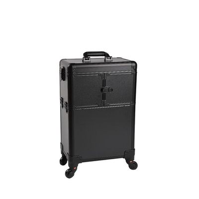 iumLeap Makeup Train Case Beauty Trolley Case, Storage Cart Beauty Profession Trolley Cosmetic Case Aluminum Alloy High Capacity Universal Wheel with Makeup Box Toolbox/Black, Black