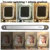 Crystal Vanity Mirror with Lights 3 Color Changing Dimmable 360 Rotation Diamond Rectangle Crystal Lighted Makeup Mirror for Tabletop Desk Makeup Vanity Mirror with Lights view 3