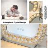 Crystal Vanity Mirror with Lights 3 Color Changing Dimmable 360 Rotation Diamond Rectangle Crystal Lighted Makeup Mirror for Tabletop Desk Makeup Vanity Mirror with Lights view 4