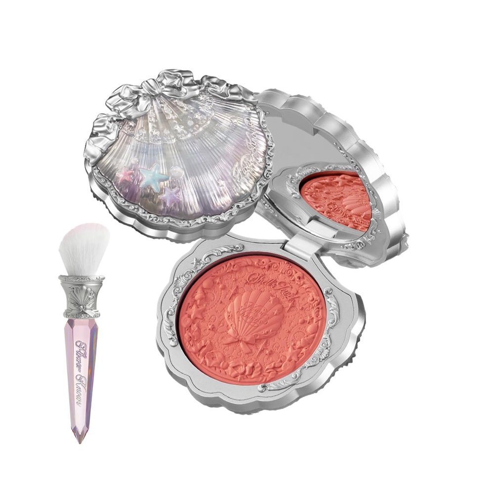 Flower Knows Shell's Jewel Silk Satin Embossed Blush + Blush Brush Set